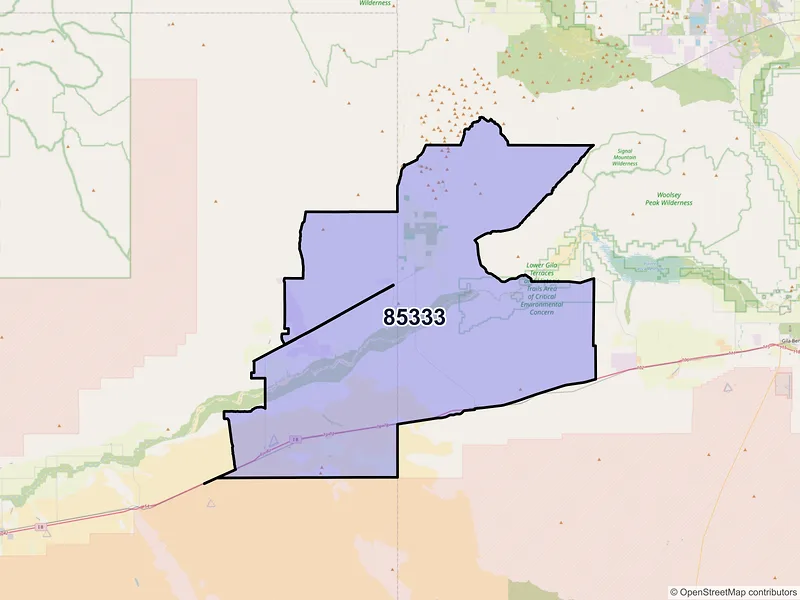 Map of Dateland, Arizona and ZIP codes