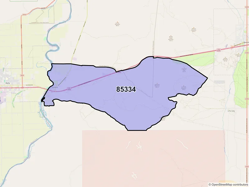 Map of Ehrenberg, Arizona and ZIP codes