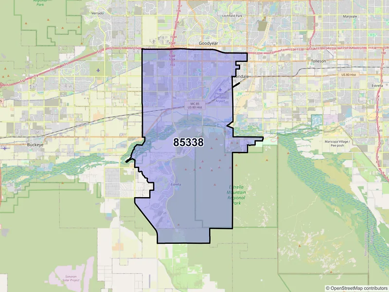 Map of ZIP Code 85338 — Goodyear, AZ