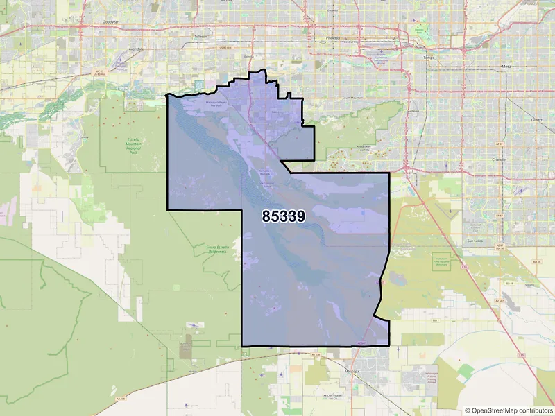 Map of Laveen, Arizona and ZIP codes