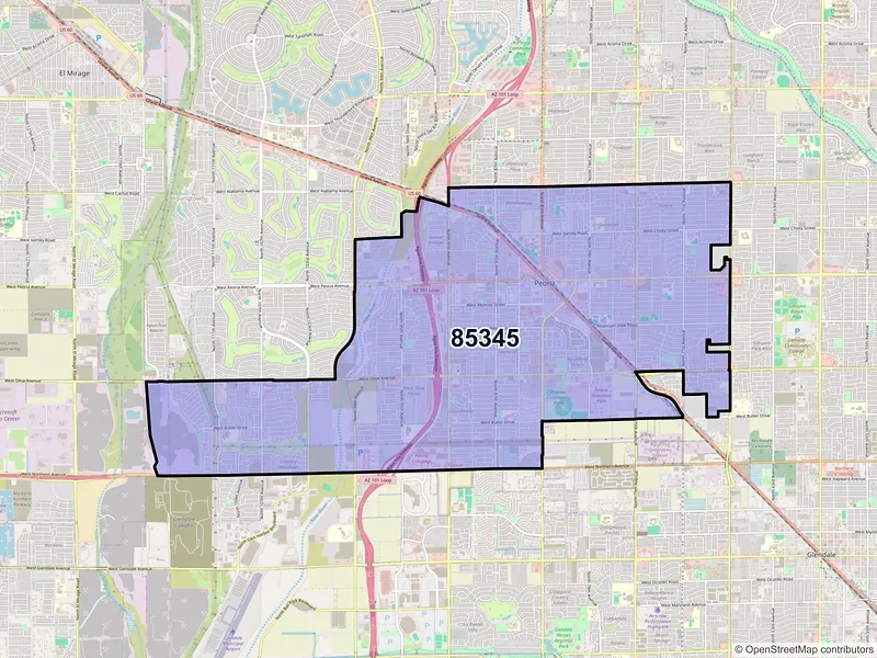 Map of ZIP Code 85345 — Peoria, AZ