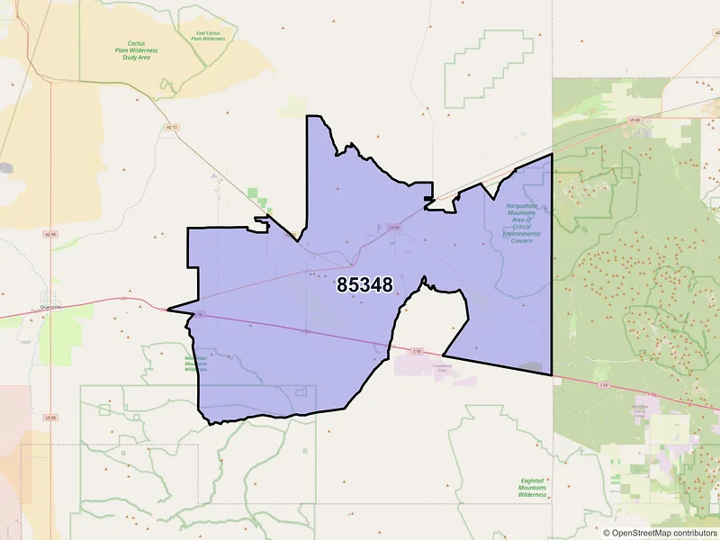 Map of Salome, Arizona and ZIP codes