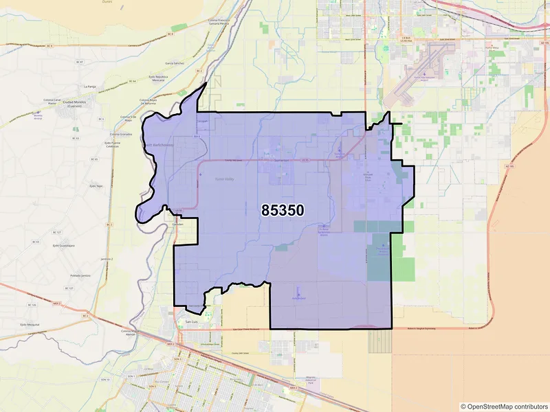 Map of Somerton, Arizona and ZIP codes