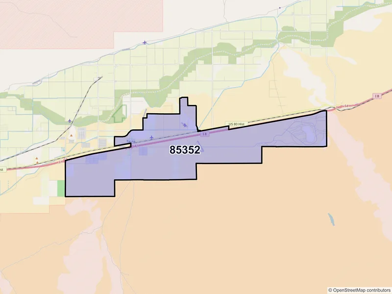 Map of Tacna, Arizona and ZIP codes