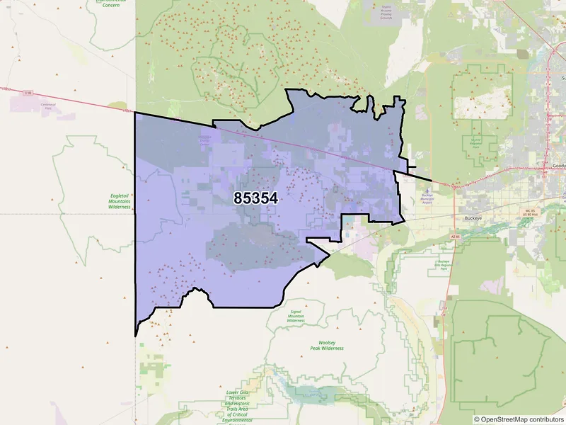 Map of Tonopah, Arizona and ZIP codes