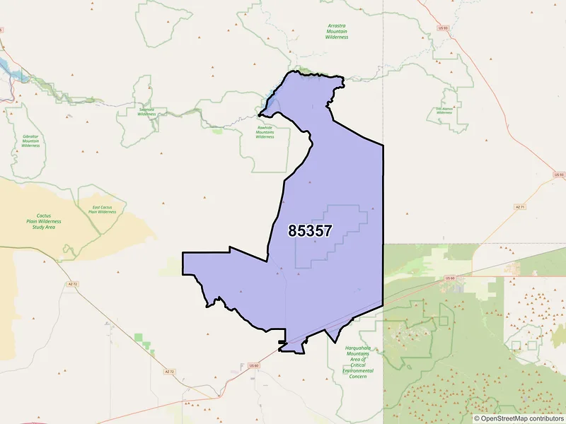 Map of Wenden, Arizona and ZIP codes