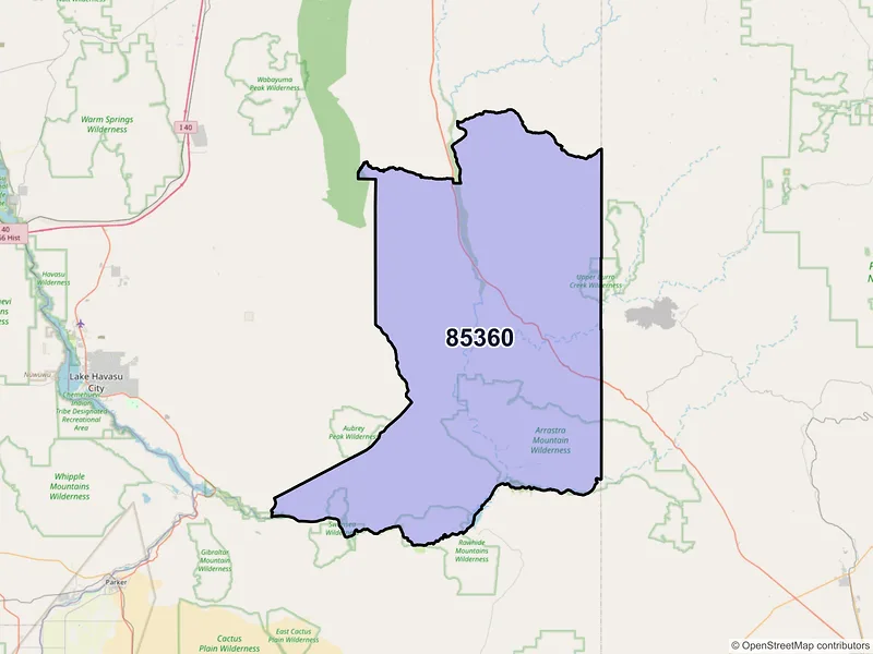 Map of Wikieup, Arizona and ZIP codes