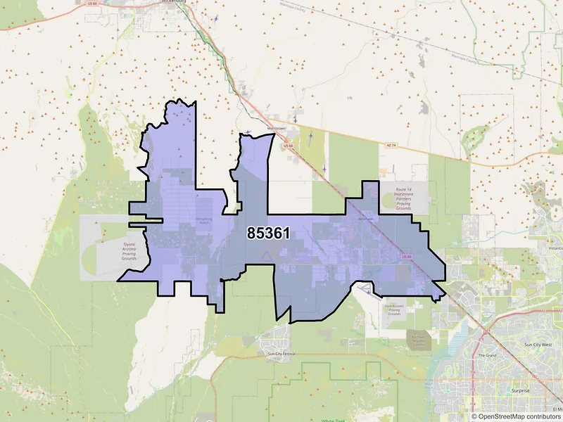 Map of Wittmann, Arizona and ZIP codes