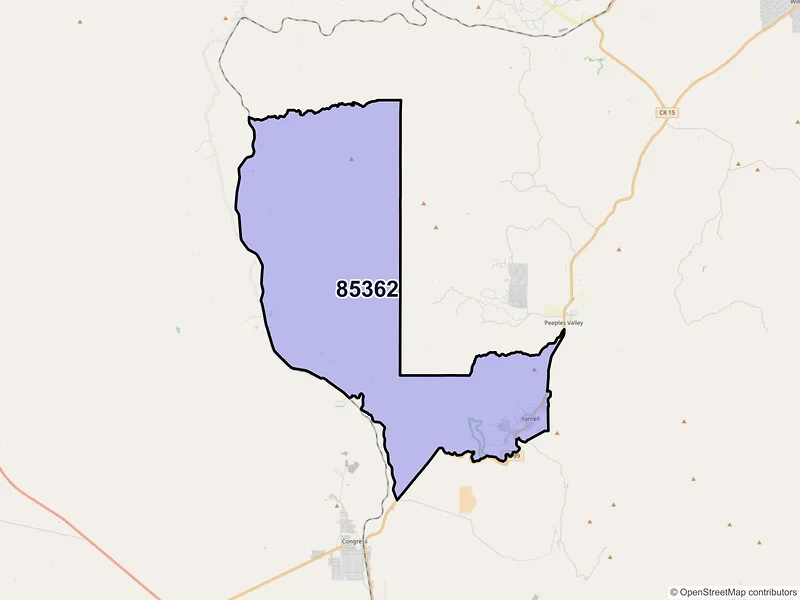 Map of Yarnell, Arizona and ZIP codes