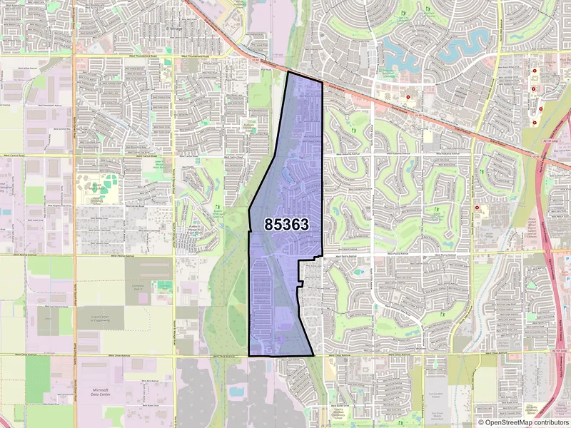 Map of Youngtown, Arizona and ZIP codes
