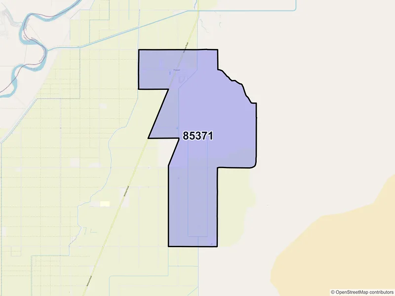 Map of Poston, Arizona and ZIP codes