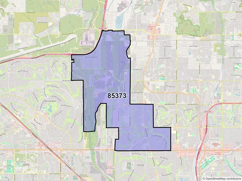 Map of ZIP Code 85373 — Sun City, AZ