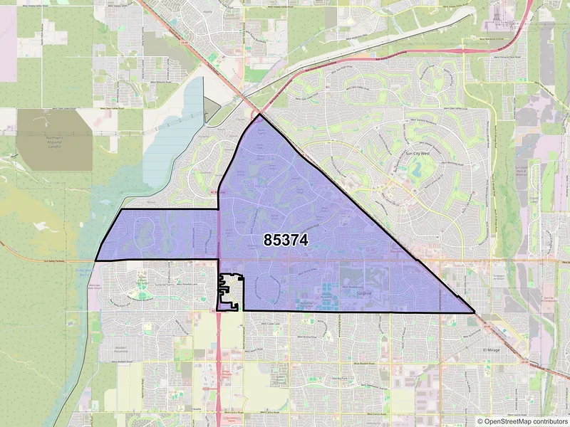 Map of ZIP Code 85374 — Surprise, AZ