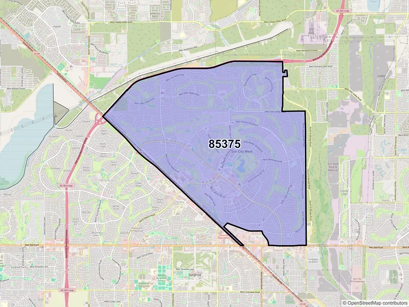 Map of ZIP Code 85375 — Sun City West, AZ
