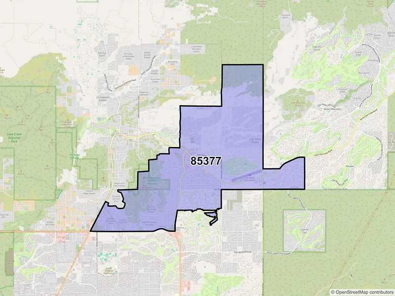 Map of Carefree, Arizona and ZIP codes