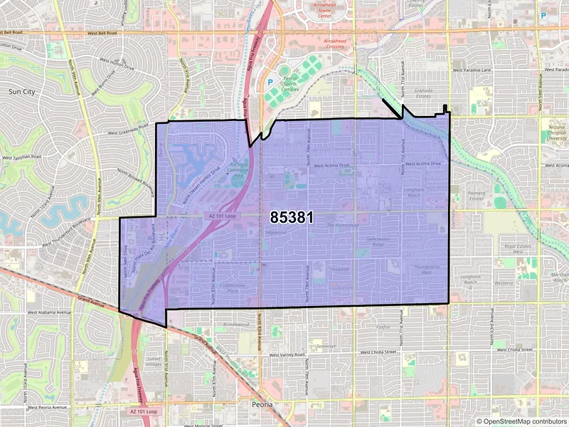 Map of ZIP Code 85381 — Peoria, AZ