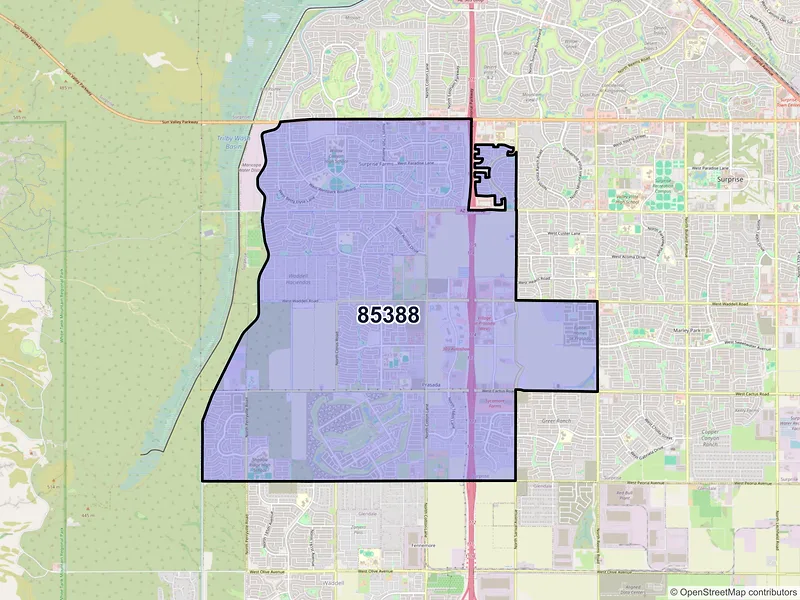 Map of ZIP Code 85388 — Surprise, AZ