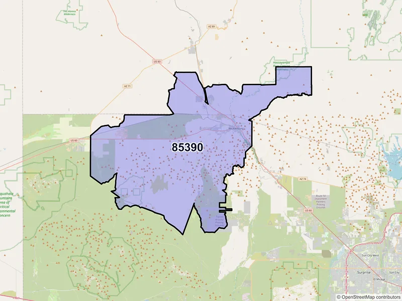 Map of ZIP Code 85390 — Wickenburg, AZ
