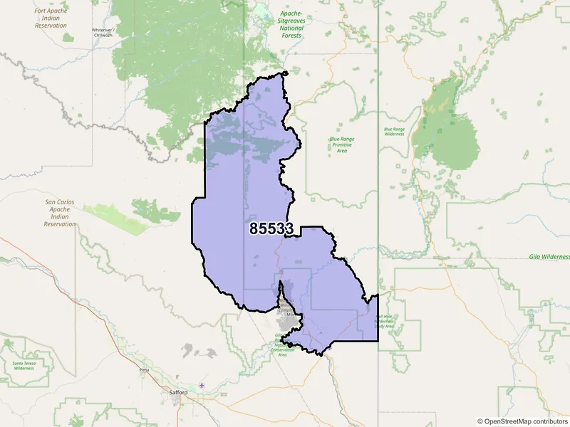 Map of Clifton, Arizona and ZIP codes