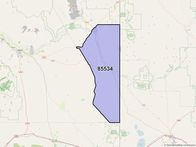 Map of Duncan, Arizona and ZIP codes