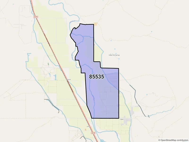 Map of Eden, Arizona and ZIP codes