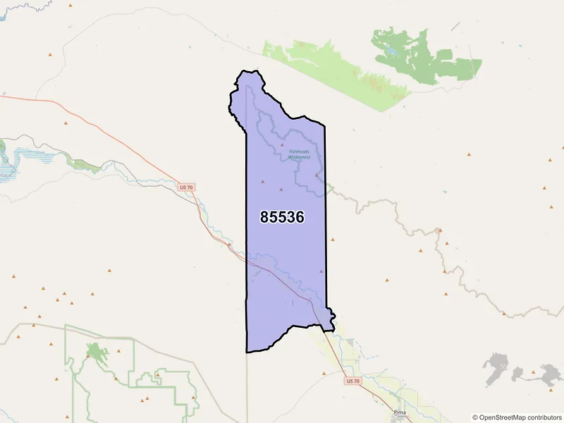 Map of Fort Thomas, Arizona and ZIP codes