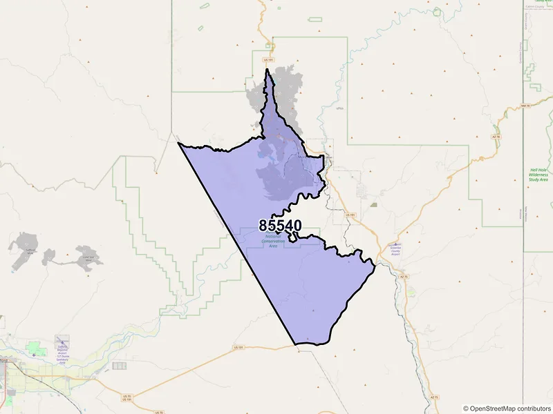 Map of Morenci, Arizona and ZIP codes