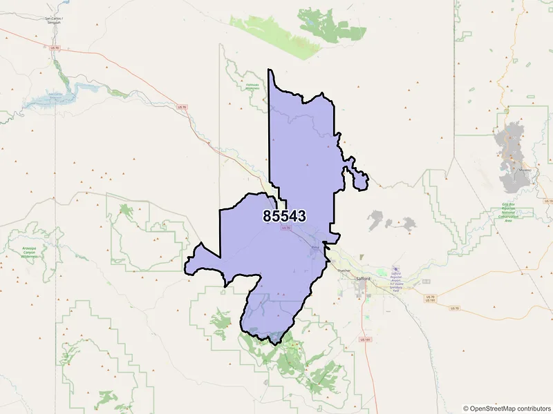 Map of Pima, Arizona and ZIP codes