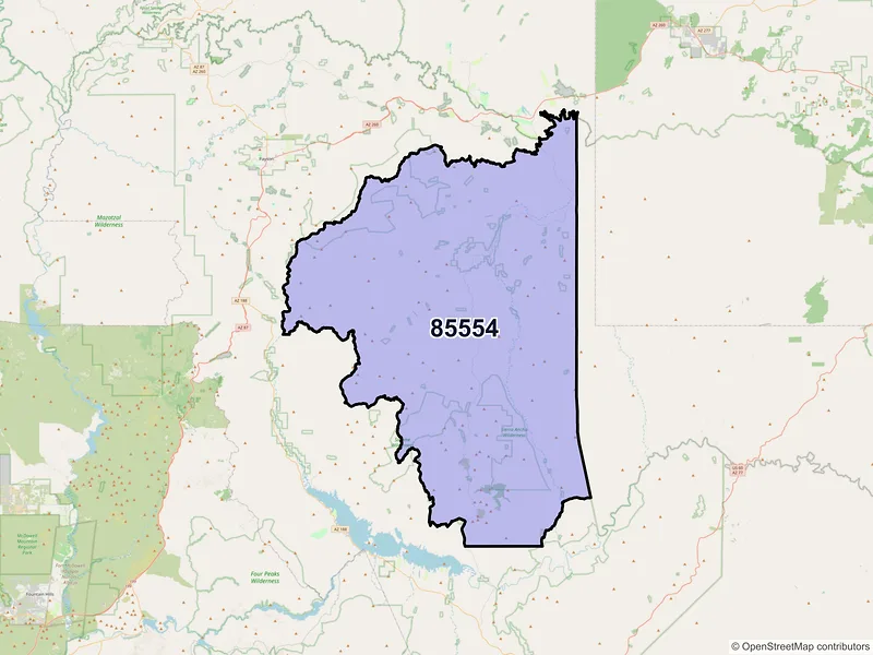 Map of Young, Arizona and ZIP codes