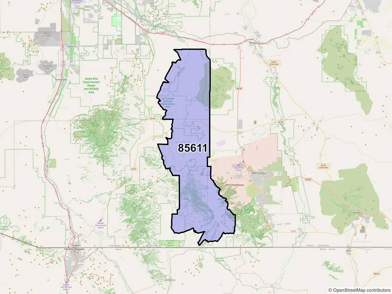 Map of Elgin, Arizona and ZIP codes