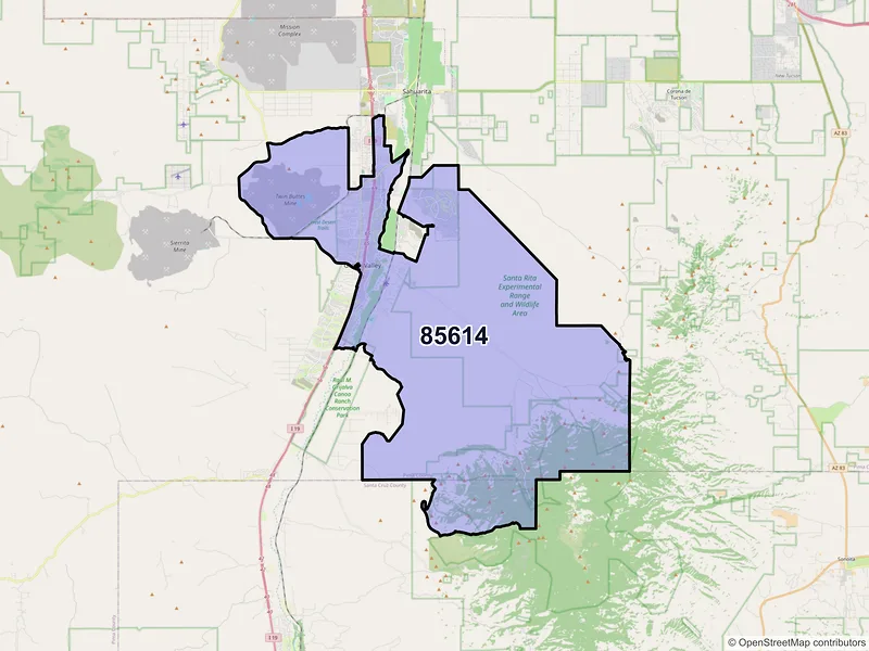 Map of ZIP Code 85614 — Green Valley, AZ