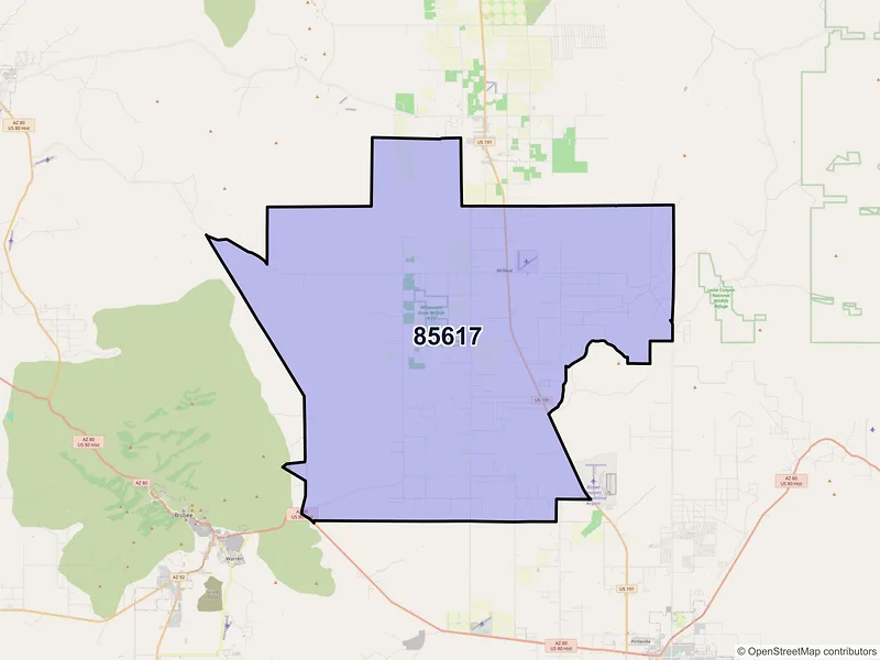 Map of McNeal, Arizona and ZIP codes