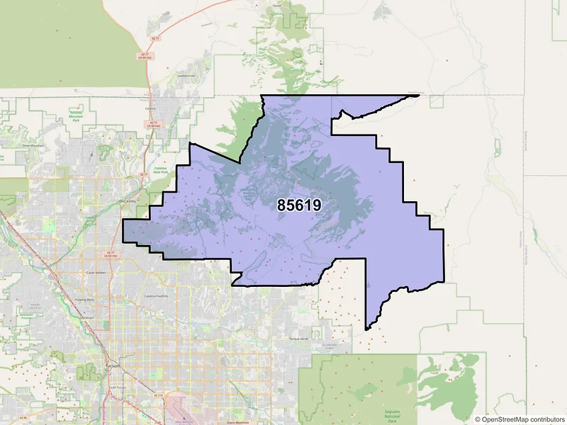 Map of Mount Lemmon, Arizona and ZIP codes