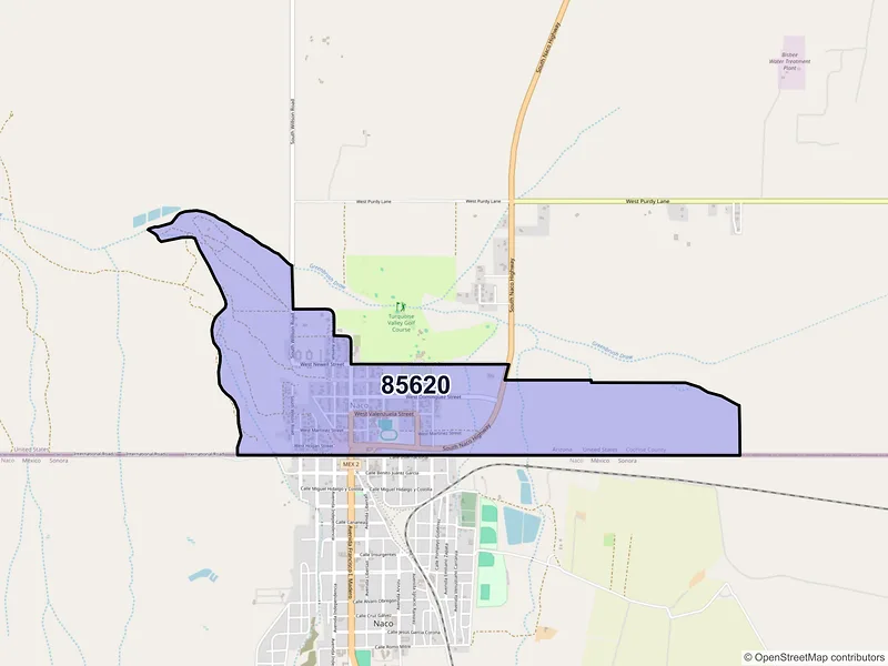 Map of Naco, Arizona and ZIP codes