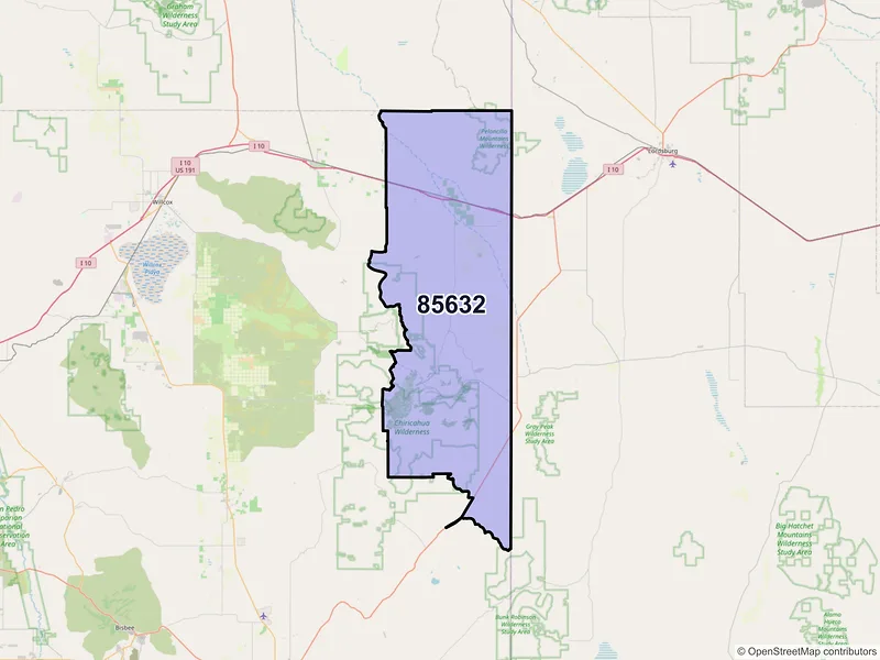 Map of San Simon, Arizona and ZIP codes