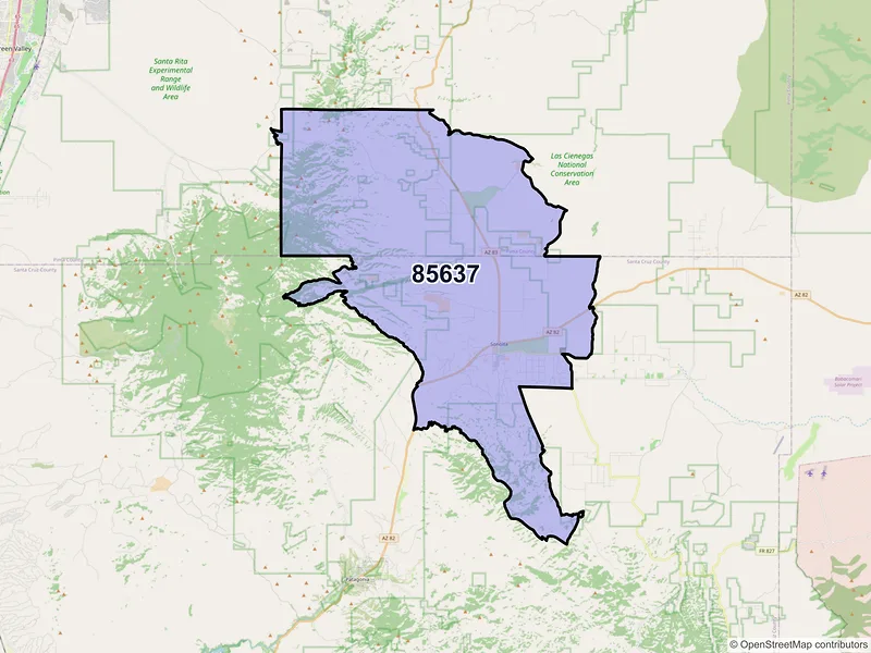 Map of Sonoita, Arizona and ZIP codes