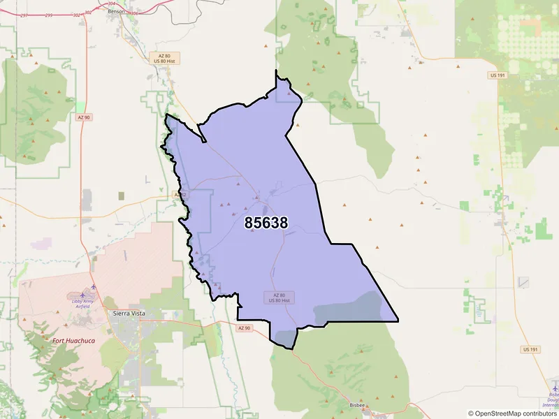 Map of Tombstone, Arizona and ZIP codes