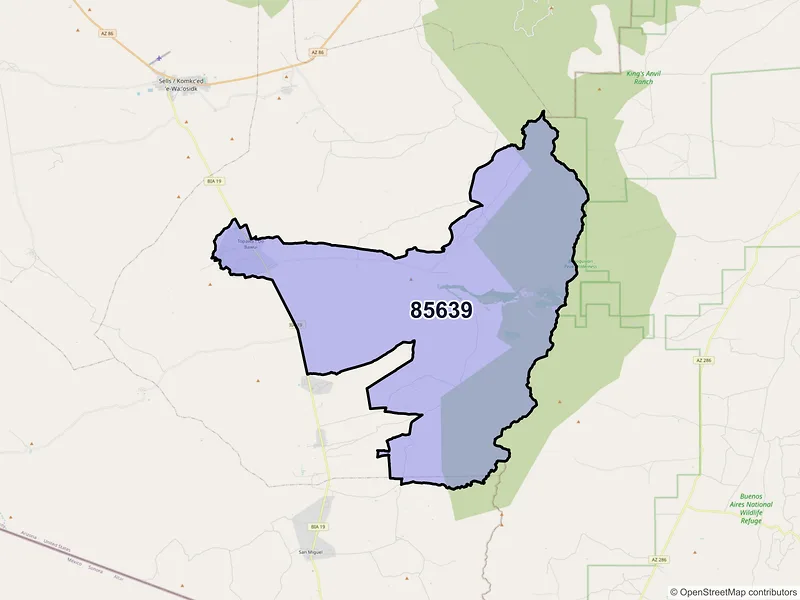 Map of Topawa, Arizona and ZIP codes