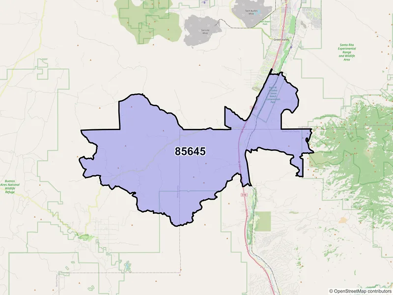 Map of Amado, Arizona and ZIP codes