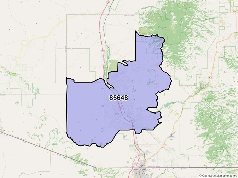 Map of Rio Rico, Arizona and ZIP codes