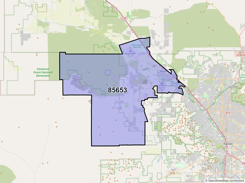 Map of ZIP Code 85653 — Marana, AZ