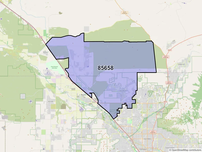 Map of ZIP Code 85658 — Marana, AZ