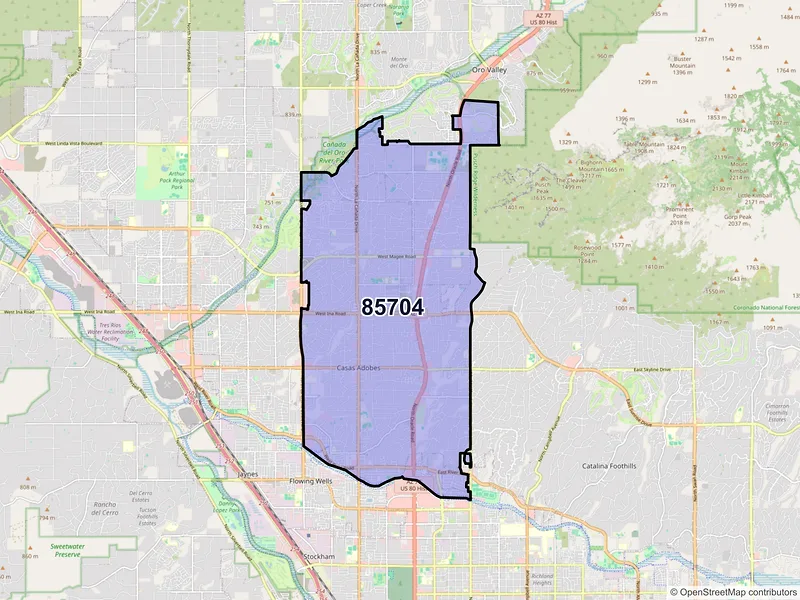 Map of ZIP Code 85704 — Oro Valley, AZ