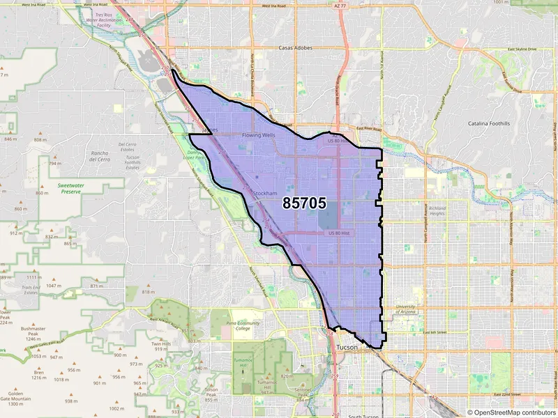 Map of ZIP Code 85705 — Tucson, AZ