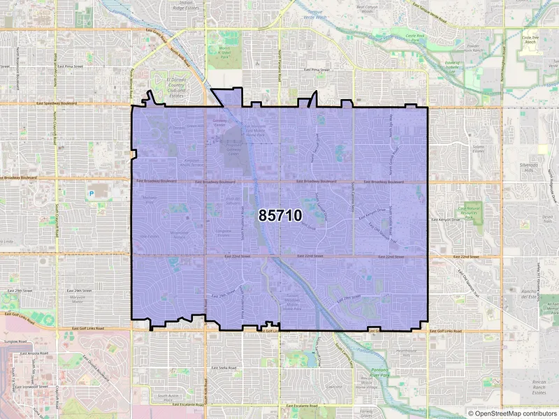 Map of ZIP Code 85710 — Tucson, AZ
