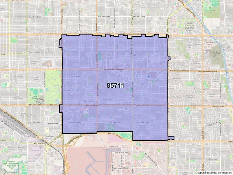 Map of ZIP Code 85711 — Tucson, AZ