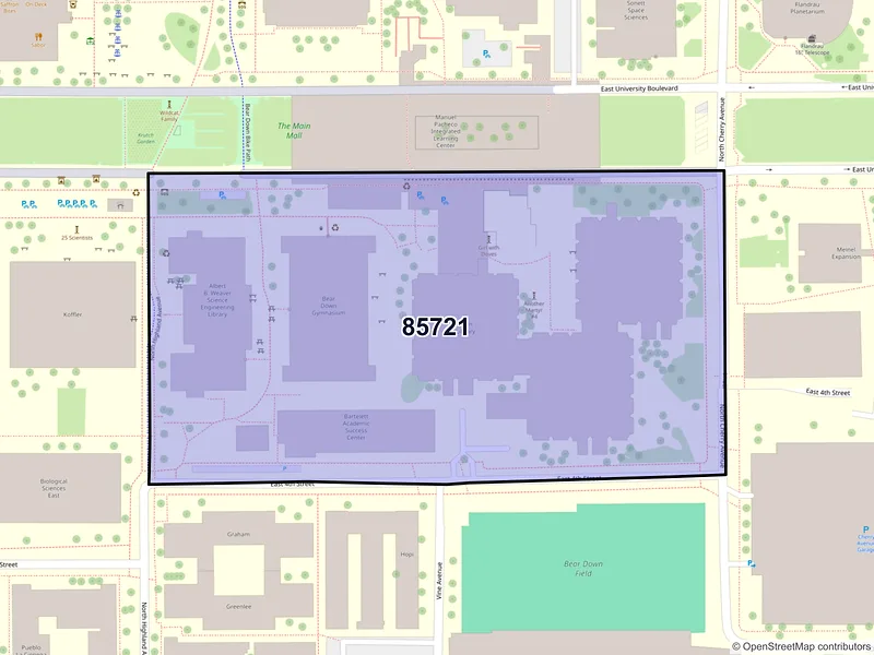 Map of ZIP Code 85721 — Tucson, AZ
