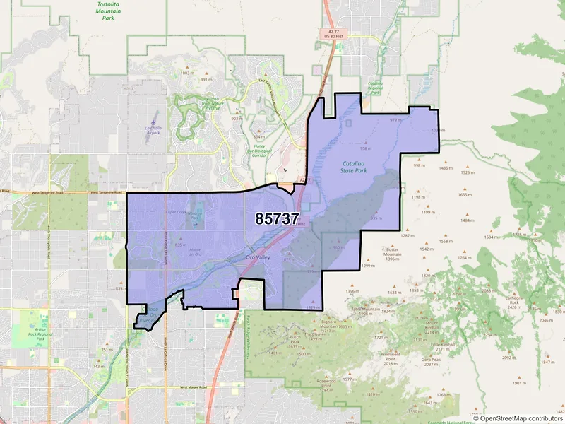 Map of ZIP Code 85737 — Oro Valley, AZ