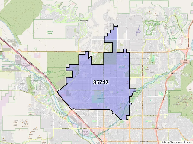 Map of ZIP Code 85742 — Oro Valley, AZ