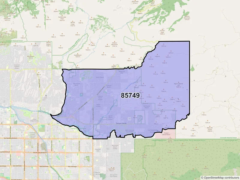 Map of ZIP Code 85749 — Tucson, AZ